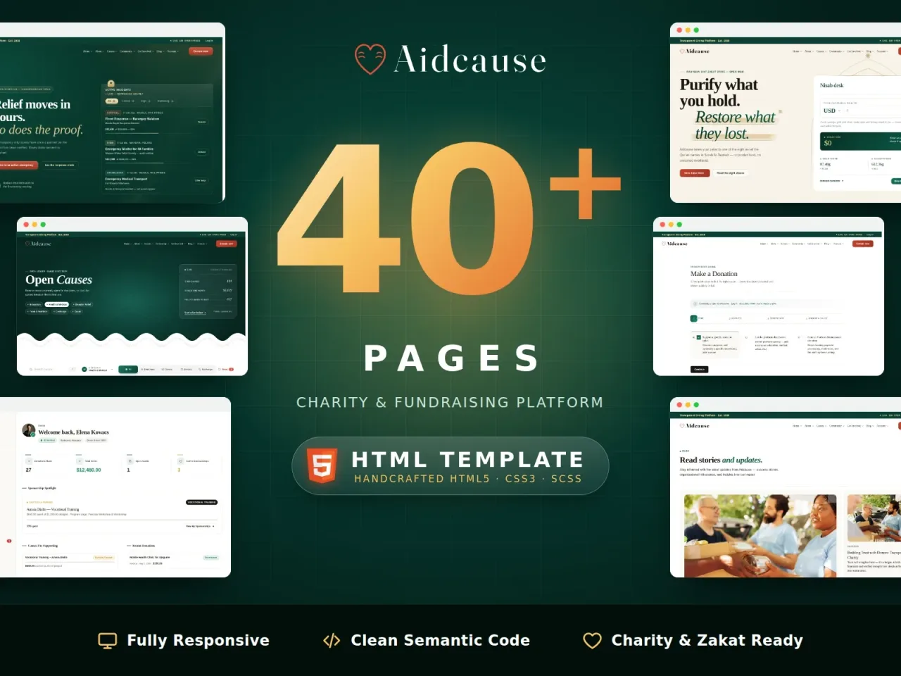 Aidcause: Charity & Fundraising HTML Template, image 1 of 1