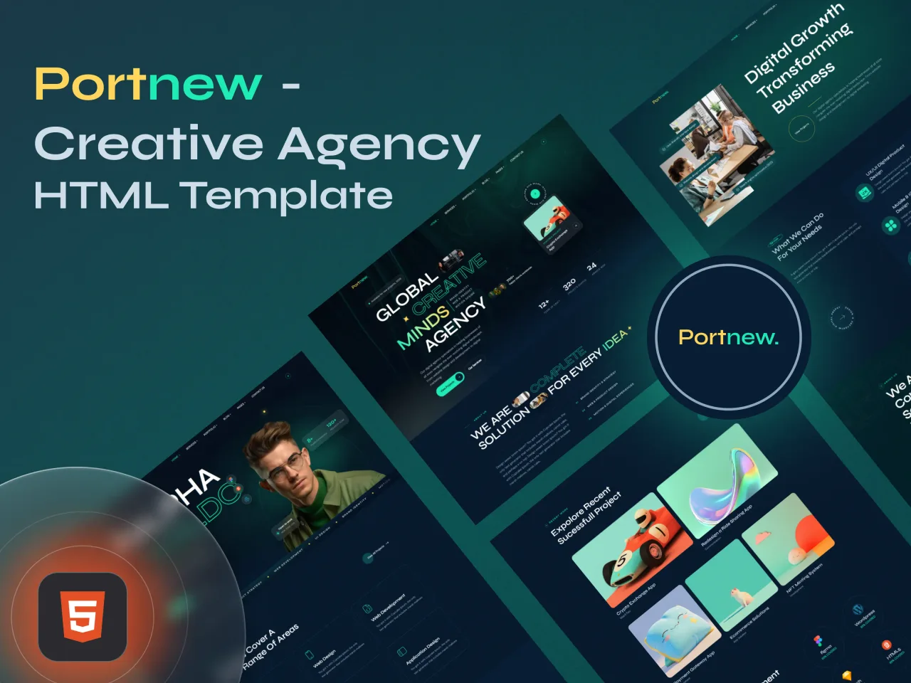 Portnew – Creative Agency & Portfolio HTML Template, image 1 of 1
