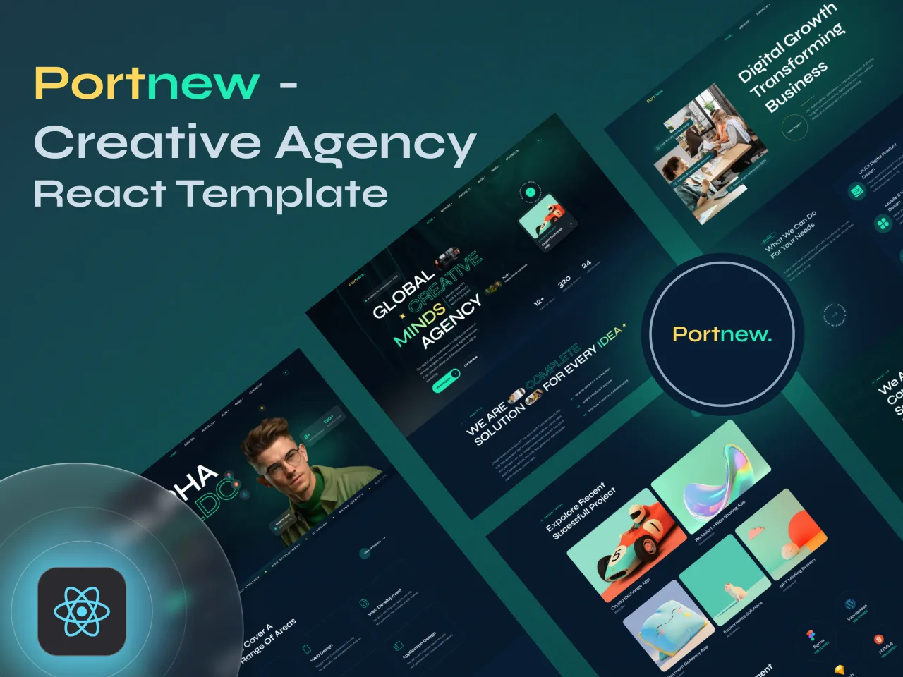 Portnew: Creative Agency & Portfolio React Template, image 1 of 1