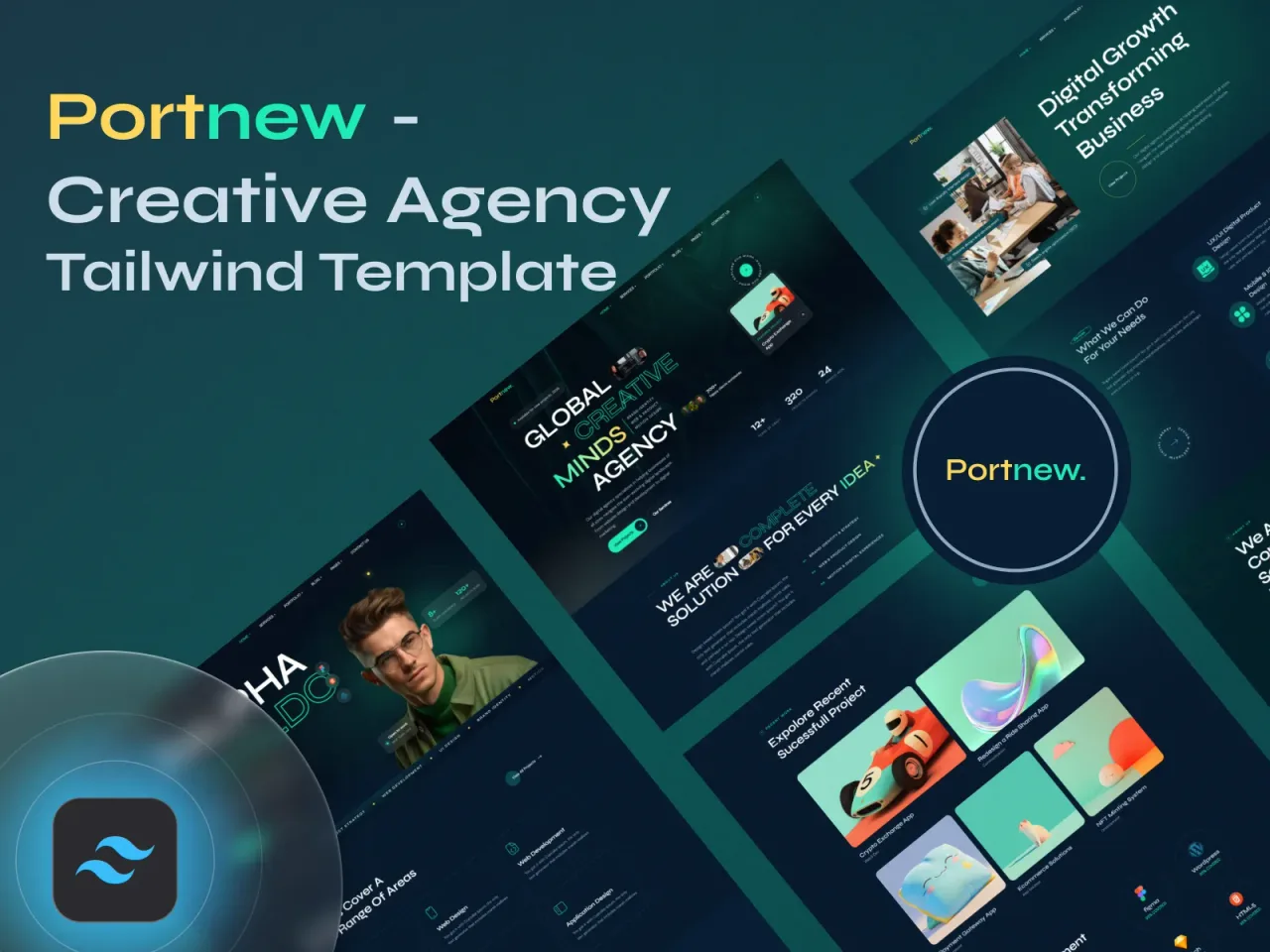 Portnew - Creative Agency & Portfolio Tailwind Template, image 1 of 1