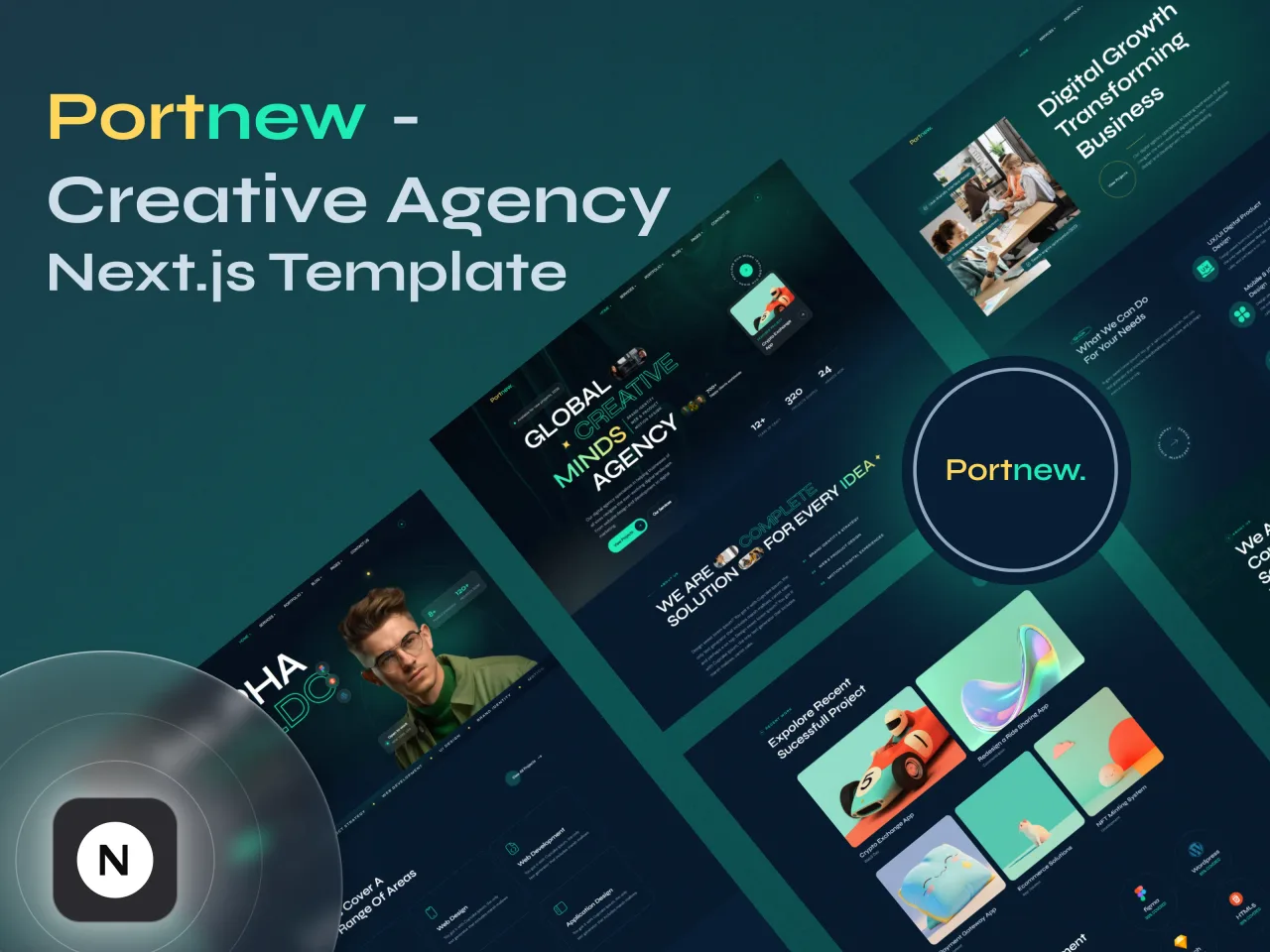 Portnew: Creative Agency & Portfolio Next.js Template, image 1 of 1