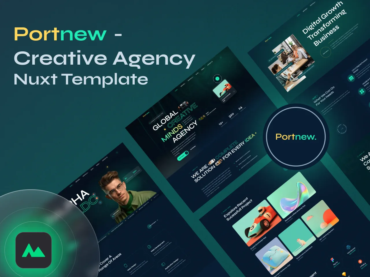 Portnew: Creative Agency & Portfolio Nuxt Template, image 1 of 1